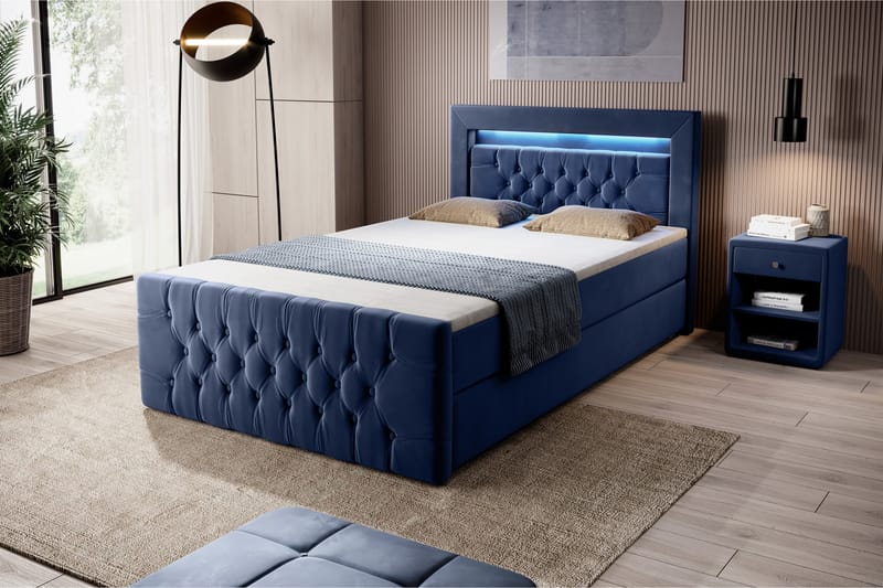 Sänkypaketti Celio 120x200 Varastoinnilla - Sininen/Sametti - Huonekalut - Sänky - Sänkypaketti