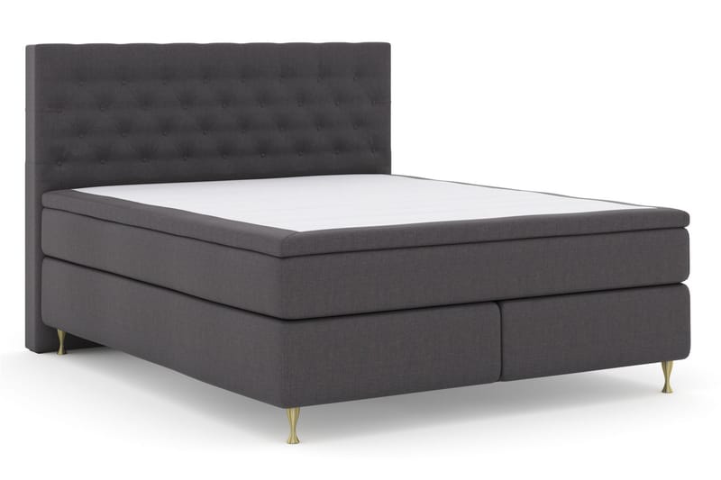 Sänkypaketti Choice No 5 160x200 Kova Watergel - Tummanharmaa/Kulta Jalat - Huonekalut - Sänky - Jenkkisängyt