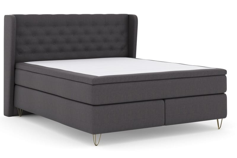Sänkypaketti Choice No 5 160x200 Kova/Medium Watergel - T.harmaa/V-malli Metallijalat - Huonekalut - Sänky - Jenkkisängyt