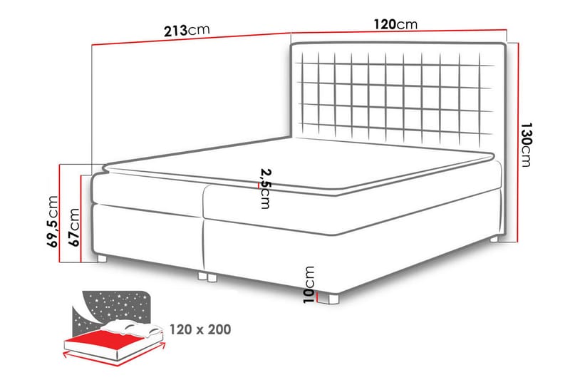 Sänkypaketti Emerita 120x200 cm - Musta - Jenkkisängyt - Sänkypaketti