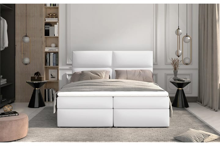 Sänkypaketti Epenede 160x200 cm - Nahka/valkoinen - Sänkypaketti
