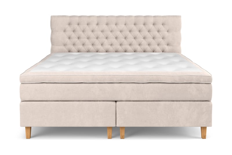 Sänkypaketti Estelle 210x210 cm Sametti - Beige - Huonekalut - Sänky - Jenkkisängyt