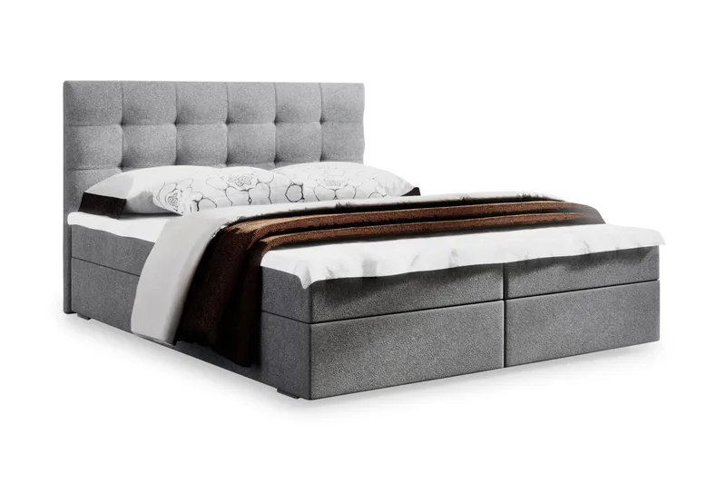 Sänkypaketti Fado 180x200 Ruutukuvio Pääty - Harmaa - Huonekalut - Sänky - Sänkypaketti