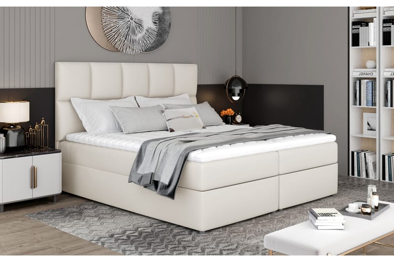 Sänkypaketti Loutraki 140x200 cm - Nahka/Beige - Huonekalut - Sänky - Sänkypaketti