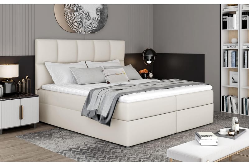 Sänkypaketti Loutraki 160x200 cm - Nahka/Beige - Huonekalut - Sänky - Sänkypaketti