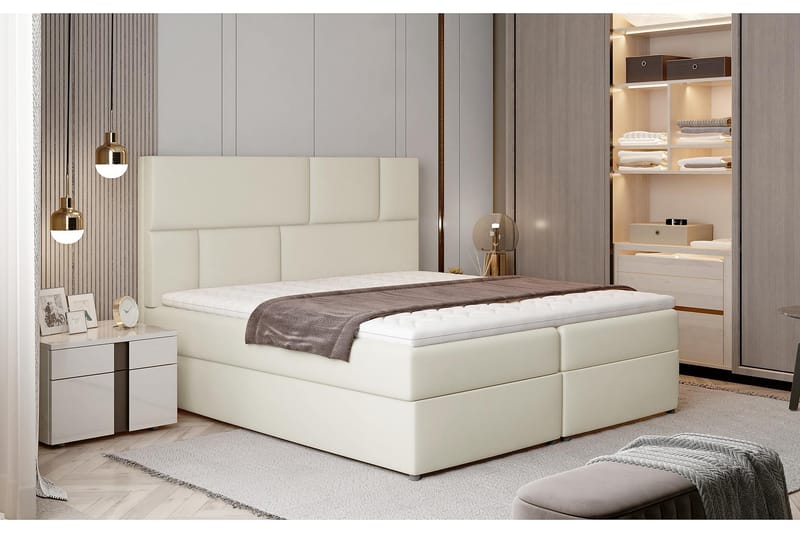 Sänkypaketti Maiano 180x200 cm - Nahka/Beige - Huonekalut - Sänky - Sänkypaketti