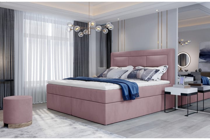 Sänkypaketti Montalon 140x200 cm - Vaaleanpunainen - Sänkypaketti