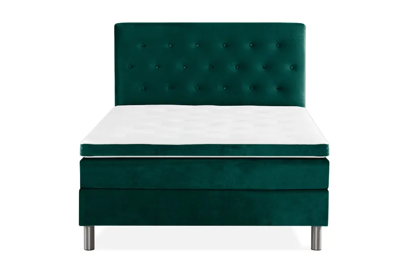 Sänkypaketti Rebeca 120x200 cm Nappi pääty - Tummanvihreä/Sametti - Huonekalut - Sänky - Jenkkisängyt