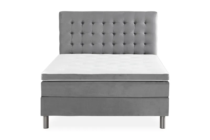 Sänkypaketti Rebeca 120x200 cm Ruudullinen pääty, Vaaleanharmaa/Sametti