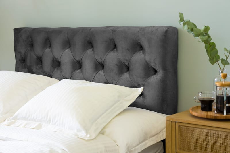 Sänkypaketti Rebeca 120x200 cm Topattu pääty - Tummanharmaa/Sametti - Huonekalut - Sänky - Jenkkisängyt