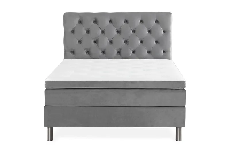 Sänkypaketti Rebeca 120x200 cm Topattu pääty - Vaaleanharmaa/Sametti - Huonekalut - Sänky - Jenkkisängyt