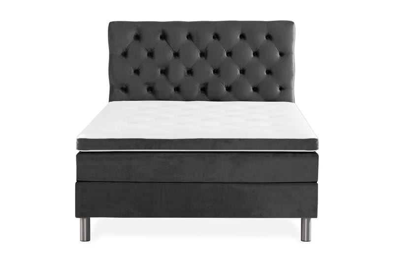 Sänkypaketti Rebeca 120x200 cm Topattu pääty - Tummanharmaa/Sametti - Huonekalut - Sänky - Jenkkisängyt