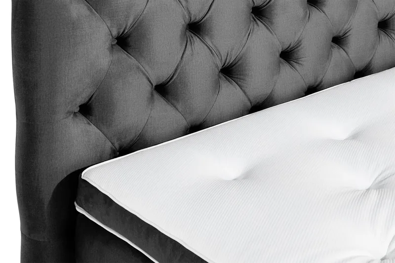 Sänkypaketti Rebeca 120x200 cm Topattu pääty - Tummanharmaa/Sametti - Huonekalut - Sänky - Jenkkisängyt