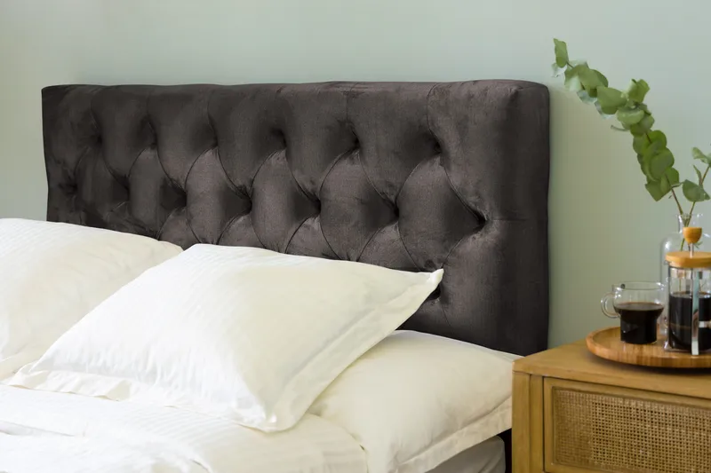 Sänkypaketti Rebeca 120x200 cm Topattu pääty - Tummanharmaa/Sametti - Huonekalut - Sänky - Jenkkisängyt