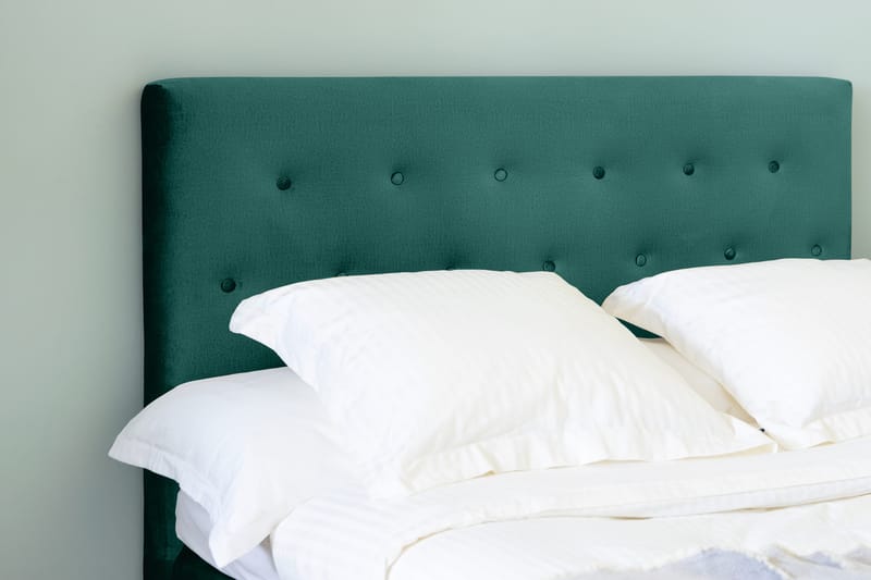 Sänkypaketti Rebeca 140x200 cm Nappi pääty - Tummanvihreä/Sametti - Huonekalut - Sänky - Jenkkisängyt