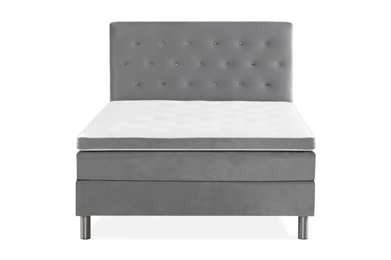 Sänkypaketti Rebeca 140x200 cm Nappi pääty - Vaaleanharmaa/Sametti - Huonekalut - Sänky - Jenkkisängyt
