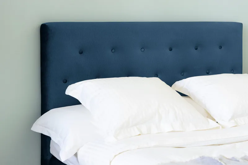 Sänkypaketti Rebeca 140x200 cm Nappi pääty - Tummansininen / Sametti - Huonekalut - Sänky - Jenkkisängyt