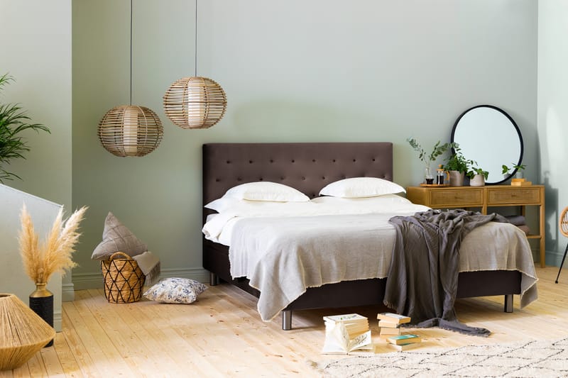 Sänkypaketti Rebeca 160x200 cm Nappi pääty - Ruskea/Sametti - Huonekalut - Sänky - Jenkkisängyt