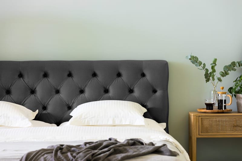 Sänkypaketti Rebeca 160x200 cm Topattu pääty - Tummanharmaa/Sametti - Huonekalut - Sänky - Jenkkisängyt