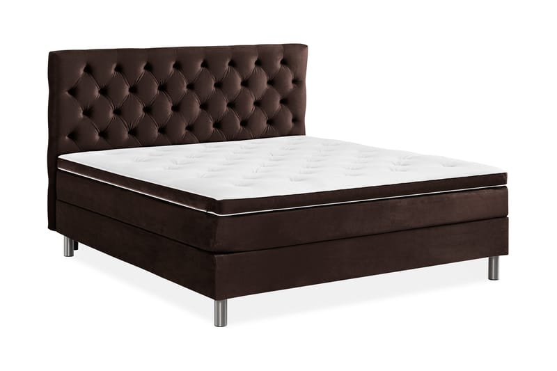 Sänkypaketti Rebeca 160x200 cm Topattu pääty - Ruskea/Sametti - Huonekalut - Sänky - Jenkkisängyt