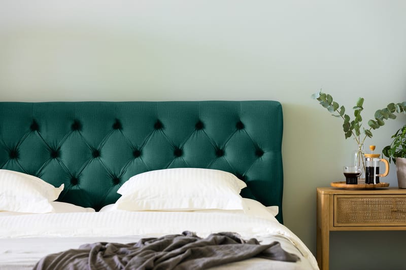 Sänkypaketti Rebeca 160x200 cm Topattu pääty - Tummanvihreä/Sametti - Huonekalut - Sänky - Jenkkisängyt
