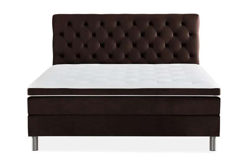 Sänkypaketti Rebeca 160x200 cm Topattu pääty - Ruskea/Sametti - Huonekalut - Sänky - Jenkkisängyt