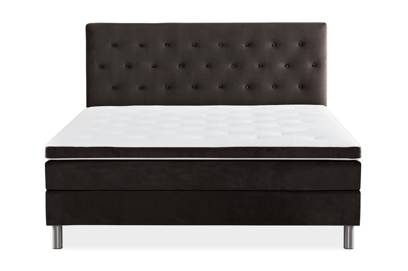 Sänkypaketti Rebeca 180x200 cm Nappi pääty - Tummanharmaa/Sametti - Huonekalut - Sänky - Jenkkisängyt