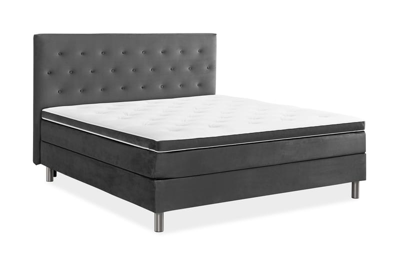 Sänkypaketti Rebeca 180x200 cm Nappi pääty - Tummanharmaa/Sametti - Huonekalut - Sänky - Jenkkisängyt