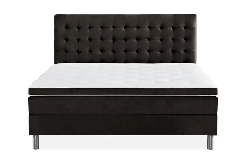 Sänkypaketti Rebeca 180x200 cm Ruudullinen pääty, Tummanharmaa/Sametti