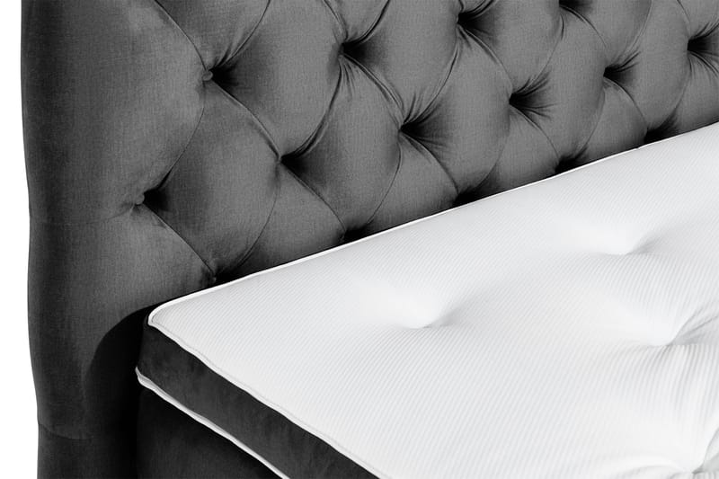 Sänkypaketti Rebeca 180x200 cm Topattu pääty - Tummanharmaa/Sametti - Huonekalut - Sänky - Jenkkisängyt