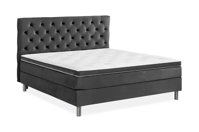 Sänkypaketti Rebeca 180x200 cm Topattu pääty - Tummanharmaa/Sametti - Huonekalut - Sänky - Jenkkisängyt