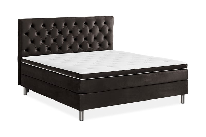 Sänkypaketti Rebeca 180x200 cm Topattu pääty - Tummanharmaa/Sametti - Huonekalut - Sänky - Jenkkisängyt