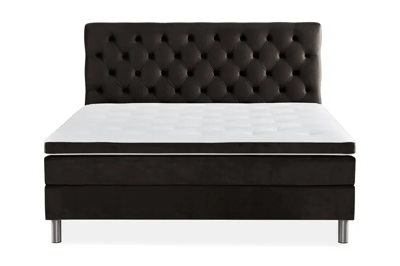 Sänkypaketti Rebeca 180x200 cm Topattu pääty - Tummanharmaa/Sametti - Huonekalut - Sänky - Jenkkisängyt