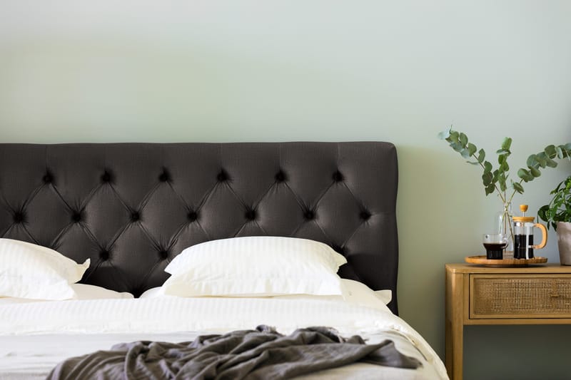 Sänkypaketti Rebeca 180x200 cm Topattu pääty - Tummanharmaa/Sametti - Huonekalut - Sänky - Jenkkisängyt