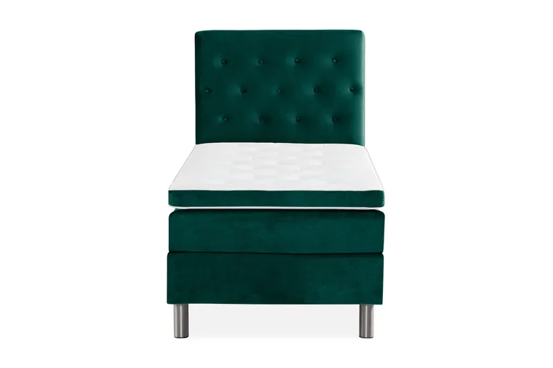 Sänkypaketti Rebeca 90x200 cm Nappi Pääty - Tummanvihreä/Sametti - Huonekalut - Sänky - Jenkkisängyt