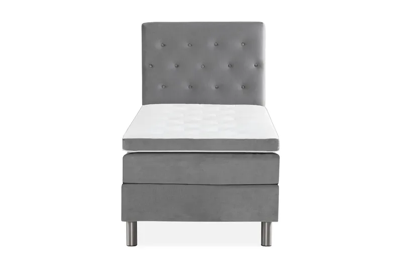 Sänkypaketti Rebeca 90x200 cm Nappi Pääty, Vaaleanharmaa/Sametti