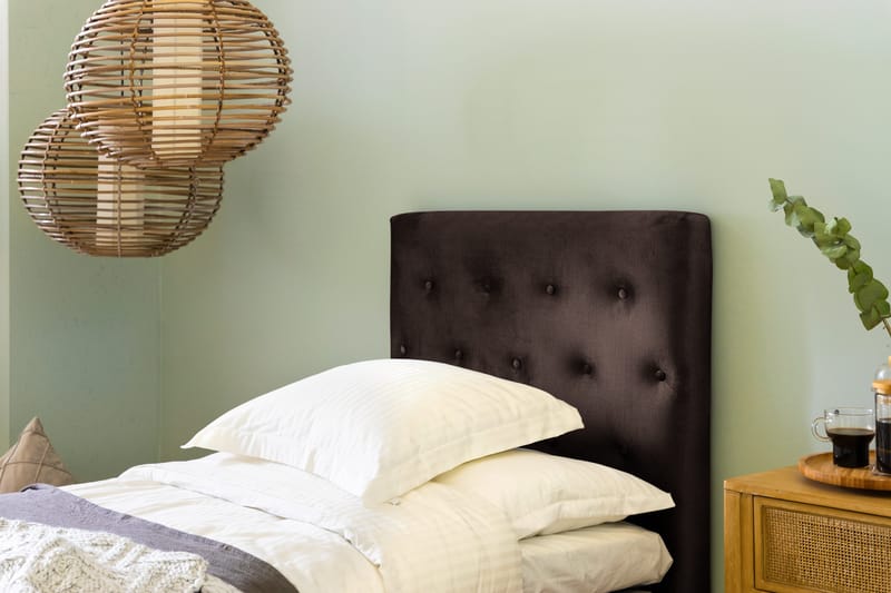 Sänkypaketti Rebeca 90x200 cm Nappi Pääty - Ruskea/Sametti - Huonekalut - Sänky - Jenkkisängyt