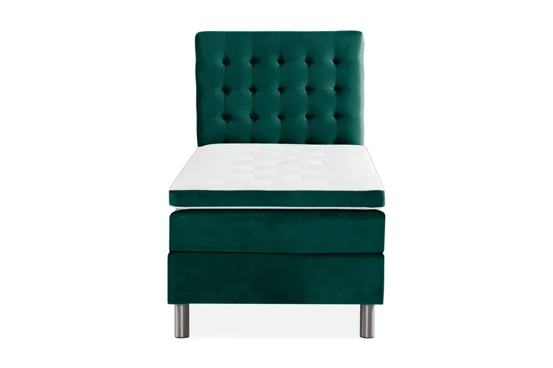 Sänkypaketti Rebeca 90x200 cm Ruudullinen pääty, Tummanvihreä/Sametti