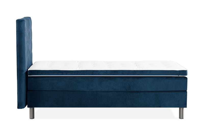 Sänkypaketti Rebeca 90x200 cm Ruudullinen pääty - Tummansininen / Sametti - Huonekalut - Sänky - Jenkkisängyt