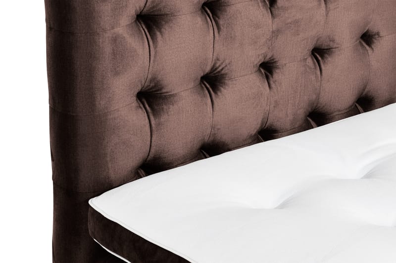 Sänkypaketti Rebeca 90x200 cm Ruudullinen pääty - Ruskea/Sametti - Huonekalut - Sänky - Jenkkisängyt