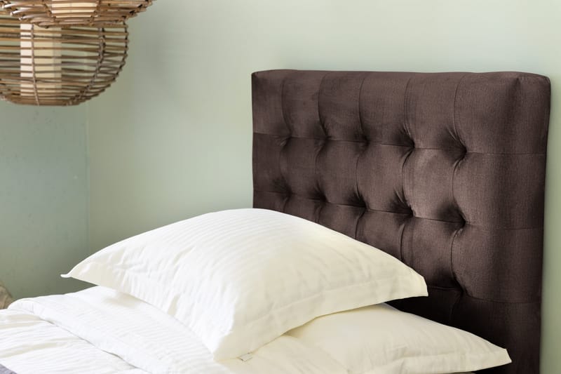 Sänkypaketti Rebeca 90x200 cm Ruudullinen pääty - Ruskea/Sametti - Huonekalut - Sänky - Jenkkisängyt