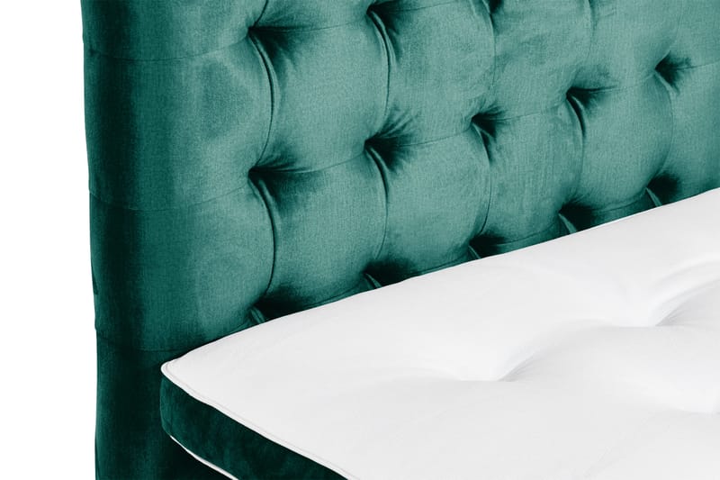 Sänkypaketti Rebeca 90x200 cm Ruudullinen pääty - Tummanvihreä/Sametti - Huonekalut - Sänky - Jenkkisängyt