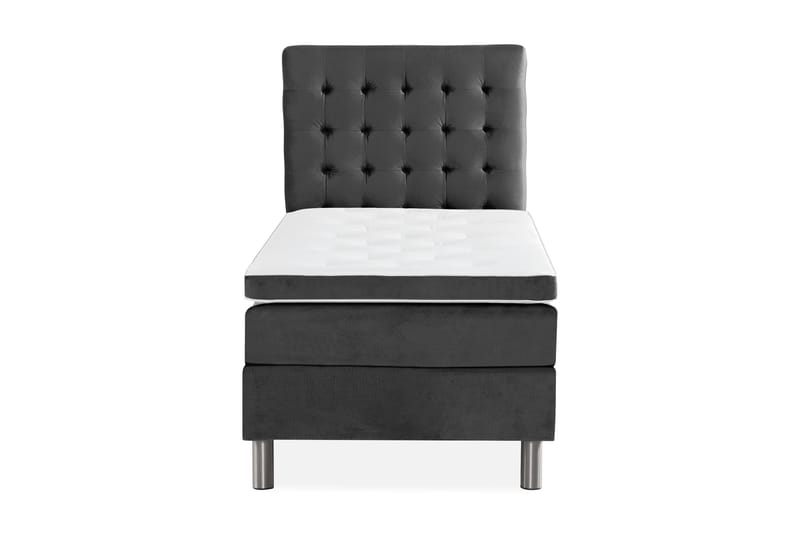 Sänkypaketti Rebeca 90x200 cm Ruudullinen pääty - Tummanharmaa/Sametti - Huonekalut - Sänky - Jenkkisängyt