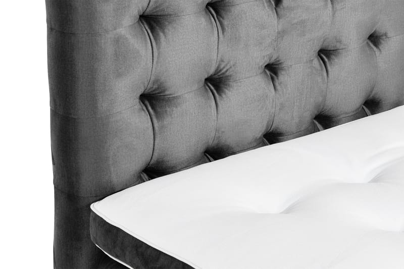 Sänkypaketti Rebeca 90x200 cm Ruudullinen pääty - Tummanharmaa/Sametti - Huonekalut - Sänky - Jenkkisängyt