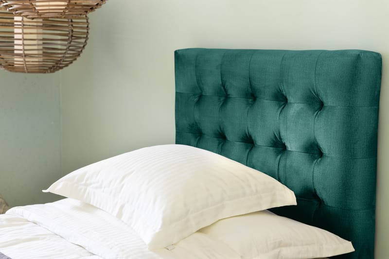 Sänkypaketti Rebeca 90x200 cm Ruudullinen pääty - Tummanvihreä/Sametti - Huonekalut - Sänky - Jenkkisängyt