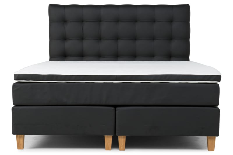 Sänkypaketti Romance Lyx 160x200 Keinonahka - Musta Tammi kulmikas - Huonekalut - Sänky - Jenkkisängyt