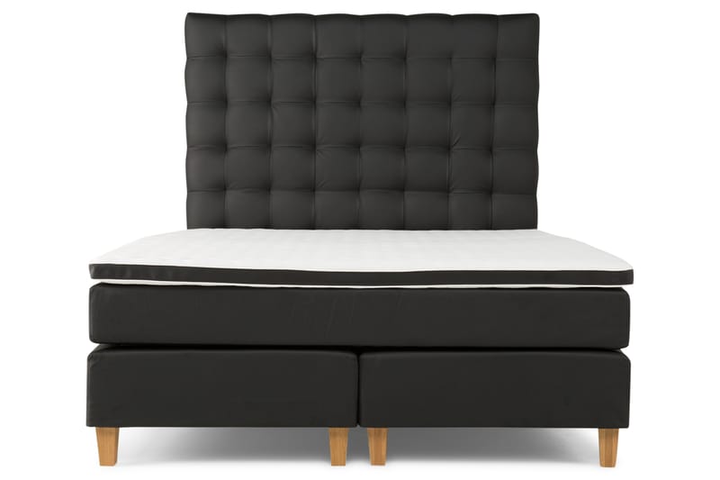 Sänkypaketti Romance Lyx 160x200 Keinonahka - Musta Tammi kulmikas - Huonekalut - Sänky - Jenkkisängyt