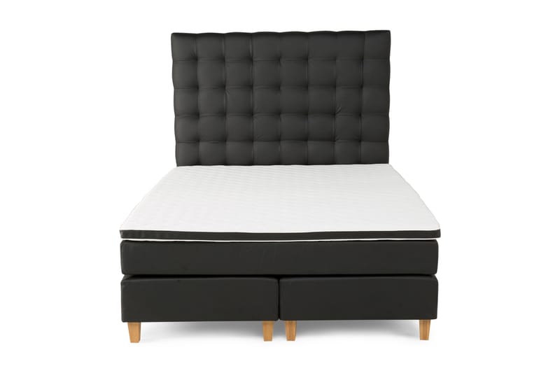 Sänkypaketti Romance Lyx 160x200 Keinonahka - Musta Tammi kulmikas - Huonekalut - Sänky - Jenkkisängyt