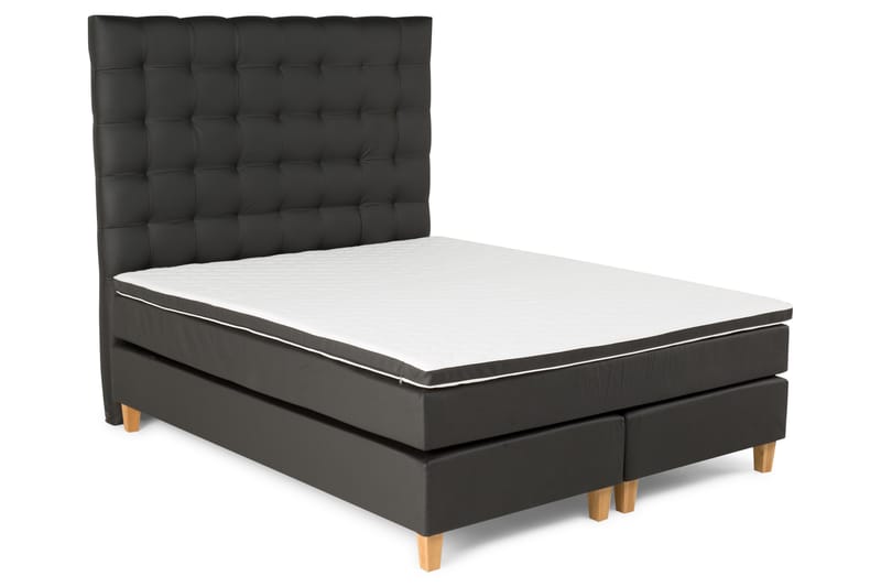 Sänkypaketti Romance Lyx 160x200 Keinonahka - Musta Tammi kulmikas - Huonekalut - Sänky - Jenkkisängyt