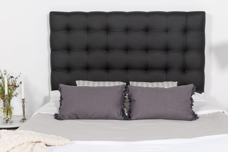 Sänkypaketti Romance Lyx 180x200 Keinonahka - Musta Musta kulmikas - Huonekalut - Sänky - Jenkkisängyt